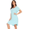 image:imageWiWi Womens Bamboo Viscose Nightgowns Soft Short Sleeve Sleep Shirt Lightweight Cool Nightshirt Pajama Dress SXXLAaqua