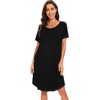 image:imageWiWi Womens Bamboo Viscose Nightgowns Soft Short Sleeve Sleep Shirt Lightweight Cool Nightshirt Pajama Dress SXXLAblack