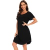 image:imageWiWi Womens Bamboo Viscose Nightgowns Soft Short Sleeve Sleep Shirt Lightweight Cool Nightshirt Pajama Dress SXXLAblack