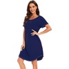 image:imageWiWi Womens Bamboo Viscose Nightgowns Soft Short Sleeve Sleep Shirt Lightweight Cool Nightshirt Pajama Dress SXXLAnavy