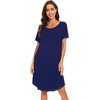 image:imageWiWi Womens Bamboo Viscose Nightgowns Soft Short Sleeve Sleep Shirt Lightweight Cool Nightshirt Pajama Dress SXXLAnavy