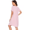 image:imageWiWi Womens Bamboo Viscose Nightgowns Soft Short Sleeve Sleep Shirt Lightweight Cool Nightshirt Pajama Dress SXXLApink