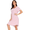 image:imageWiWi Womens Bamboo Viscose Nightgowns Soft Short Sleeve Sleep Shirt Lightweight Cool Nightshirt Pajama Dress SXXLApink