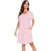 image:imageWiWi Womens Bamboo Viscose Nightgowns Soft Short Sleeve Sleep Shirt Lightweight Cool Nightshirt Pajama Dress SXXLApink