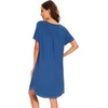 image:imageWiWi Womens Bamboo Viscose Nightgowns Soft Short Sleeve Sleep Shirt Lightweight Cool Nightshirt Pajama Dress SXXLAprussian Blue