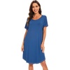 image:imageWiWi Womens Bamboo Viscose Nightgowns Soft Short Sleeve Sleep Shirt Lightweight Cool Nightshirt Pajama Dress SXXLAprussian Blue