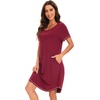 image:imageWiWi Womens Bamboo Viscose Nightgowns Soft Short Sleeve Sleep Shirt Lightweight Cool Nightshirt Pajama Dress SXXLAwine