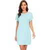 image:imageWiWi Womens Bamboo Viscose Nightgowns Soft Short Sleeve Sleep Shirt Lightweight Cool Nightshirt Pajama Dress SXXLBaqua