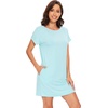 image:imageWiWi Womens Bamboo Viscose Nightgowns Soft Short Sleeve Sleep Shirt Lightweight Cool Nightshirt Pajama Dress SXXLBaqua