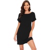 image:imageWiWi Womens Bamboo Viscose Nightgowns Soft Short Sleeve Sleep Shirt Lightweight Cool Nightshirt Pajama Dress SXXLBblack