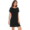 image:imageWiWi Womens Bamboo Viscose Nightgowns Soft Short Sleeve Sleep Shirt Lightweight Cool Nightshirt Pajama Dress SXXLBblack