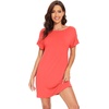 image:imageWiWi Womens Bamboo Viscose Nightgowns Soft Short Sleeve Sleep Shirt Lightweight Cool Nightshirt Pajama Dress SXXLBcoral