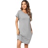 image:imageWiWi Womens Bamboo Viscose Nightgowns Soft Short Sleeve Sleep Shirt Lightweight Cool Nightshirt Pajama Dress SXXLBheather Grey