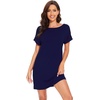 image:imageWiWi Womens Bamboo Viscose Nightgowns Soft Short Sleeve Sleep Shirt Lightweight Cool Nightshirt Pajama Dress SXXLBnavy
