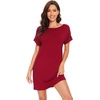 image:imageWiWi Womens Bamboo Viscose Nightgowns Soft Short Sleeve Sleep Shirt Lightweight Cool Nightshirt Pajama Dress SXXLBwine Red