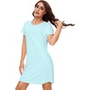 image:imageWiWi Womens Bamboo Viscose Nightgowns Soft Short Sleeve Sleep Shirt Lightweight Cool Nightshirt Pajama Dress SXXLCaqua
