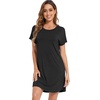 image:imageWiWi Womens Bamboo Viscose Nightgowns Soft Short Sleeve Sleep Shirt Lightweight Cool Nightshirt Pajama Dress SXXLCblack