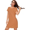 image:imageWiWi Womens Bamboo Viscose Nightgowns Soft Short Sleeve Sleep Shirt Lightweight Cool Nightshirt Pajama Dress SXXLCburnt Orange