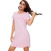 image:imageWiWi Womens Bamboo Viscose Nightgowns Soft Short Sleeve Sleep Shirt Lightweight Cool Nightshirt Pajama Dress SXXLCpink
