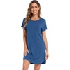image:imageWiWi Womens Bamboo Viscose Nightgowns Soft Short Sleeve Sleep Shirt Lightweight Cool Nightshirt Pajama Dress SXXLCprussian Blue