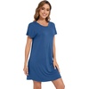 image:imageWiWi Womens Bamboo Viscose Nightgowns Soft Short Sleeve Sleep Shirt Lightweight Cool Nightshirt Pajama Dress SXXLCprussian Blue