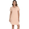 image:imageWiWi Womens Bamboo Viscose Nightgowns Soft Short Sleeve Sleep Shirt Lightweight Cool Nightshirt Pajama Dress SXXLDbeige