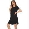 image:imageWiWi Womens Bamboo Viscose Nightgowns Soft Short Sleeve Sleep Shirt Lightweight Cool Nightshirt Pajama Dress SXXLDblack