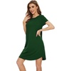 image:imageWiWi Womens Bamboo Viscose Nightgowns Soft Short Sleeve Sleep Shirt Lightweight Cool Nightshirt Pajama Dress SXXLDdark Green