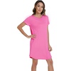 image:imageWiWi Womens Bamboo Viscose Nightgowns Soft Short Sleeve Sleep Shirt Lightweight Cool Nightshirt Pajama Dress SXXLDraspberry Pink