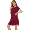 image:imageWiWi Womens Bamboo Viscose Nightgowns Soft Short Sleeve Sleep Shirt Lightweight Cool Nightshirt Pajama Dress SXXLDwine