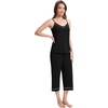 image:imageWiWi Womens Cami Pajama Sets 2 Piece Camisole Top Capri Pants Sleepwear Soft Lingerie Bamboo Viscose PJs SXXLAblack