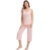 image:imageWiWi Womens Cami Pajama Sets 2 Piece Camisole Top Capri Pants Sleepwear Soft Lingerie Bamboo Viscose PJs SXXLAcream Pink