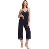 image:imageWiWi Womens Cami Pajama Sets 2 Piece Camisole Top Capri Pants Sleepwear Soft Lingerie Bamboo Viscose PJs SXXLAnavyWhite Dots