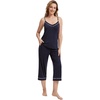image:imageWiWi Womens Cami Pajama Sets 2 Piece Camisole Top Capri Pants Sleepwear Soft Lingerie Bamboo Viscose PJs SXXLAnavyWhite Dots
