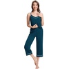image:imageWiWi Womens Cami Pajama Sets 2 Piece Camisole Top Capri Pants Sleepwear Soft Lingerie Bamboo Viscose PJs SXXLApeacock Blue