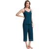 image:imageWiWi Womens Cami Pajama Sets 2 Piece Camisole Top Capri Pants Sleepwear Soft Lingerie Bamboo Viscose PJs SXXLApeacock Blue