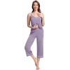 image:imageWiWi Womens Cami Pajama Sets 2 Piece Camisole Top Capri Pants Sleepwear Soft Lingerie Bamboo Viscose PJs SXXLAviolet