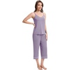 image:imageWiWi Womens Cami Pajama Sets 2 Piece Camisole Top Capri Pants Sleepwear Soft Lingerie Bamboo Viscose PJs SXXLAviolet