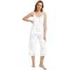 image:imageWiWi Womens Cami Pajama Sets 2 Piece Camisole Top Capri Pants Sleepwear Soft Lingerie Bamboo Viscose PJs SXXLAwhite Stars