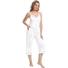 image:imageWiWi Womens Cami Pajama Sets 2 Piece Camisole Top Capri Pants Sleepwear Soft Lingerie Bamboo Viscose PJs SXXLAwhite Stars