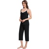 image:imageWiWi Womens Cami Pajama Sets 2 Piece Camisole Top Capri Pants Sleepwear Soft Lingerie Bamboo Viscose PJs SXXLBblack