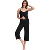 image:imageWiWi Womens Cami Pajama Sets 2 Piece Camisole Top Capri Pants Sleepwear Soft Lingerie Bamboo Viscose PJs SXXLBblack
