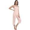 image:imageWiWi Womens Cami Pajama Sets 2 Piece Camisole Top Capri Pants Sleepwear Soft Lingerie Bamboo Viscose PJs SXXLBcream Pink