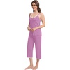 image:imageWiWi Womens Cami Pajama Sets 2 Piece Camisole Top Capri Pants Sleepwear Soft Lingerie Bamboo Viscose PJs SXXLBdusty Lavender