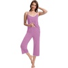 image:imageWiWi Womens Cami Pajama Sets 2 Piece Camisole Top Capri Pants Sleepwear Soft Lingerie Bamboo Viscose PJs SXXLBdusty Lavender