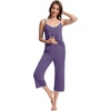 image:imageWiWi Womens Cami Pajama Sets 2 Piece Camisole Top Capri Pants Sleepwear Soft Lingerie Bamboo Viscose PJs SXXLBlavender