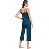 image:imageWiWi Womens Cami Pajama Sets 2 Piece Camisole Top Capri Pants Sleepwear Soft Lingerie Bamboo Viscose PJs SXXLBpeacock Blue