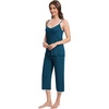image:imageWiWi Womens Cami Pajama Sets 2 Piece Camisole Top Capri Pants Sleepwear Soft Lingerie Bamboo Viscose PJs SXXLBpeacock Blue