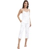 image:imageWiWi Womens Cami Pajama Sets 2 Piece Camisole Top Capri Pants Sleepwear Soft Lingerie Bamboo Viscose PJs SXXLBwhite Stars