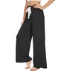 image:imageWiWi Womens Casual Wide Leg Palazzo Pants Comfy Lounge Pajama Bottoms Viscose from Bamboo Yoga Sweatpants SXXLFblack